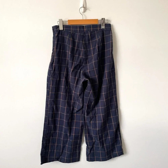 Abercrombie & Fitch Linen Blend Plaid SET Tie Back Crop Top Wide Leg Crop Pant S - Picture 8 of 11